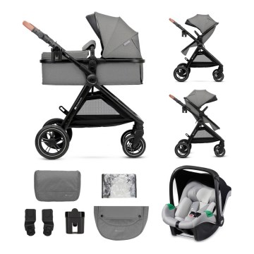 KINDERKRAFT - Πολυκαρότσι 3σε1 ESME Moonlight γκρι + κάθισμα αυτοκινήτου MINK PRO