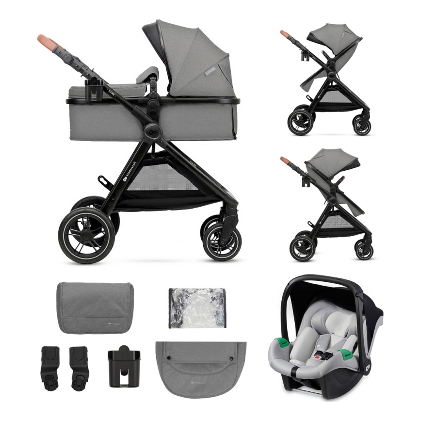 KINDERKRAFT - Πολυκαρότσι 3σε1 ESME Moonlight γκρι + κάθισμα αυτοκινήτου MINK PRO