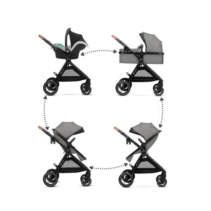 KINDERKRAFT - Πολυκαρότσι 3σε1 ESME Moonlight γκρι + κάθισμα αυτοκινήτου MINK PRO