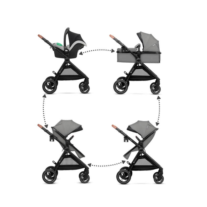 KINDERKRAFT - Πολυκαρότσι 3σε1 ESME Moonlight γκρι + κάθισμα αυτοκινήτου MINK PRO