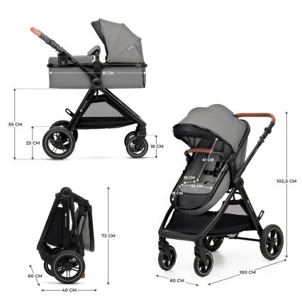 KINDERKRAFT - Πολυκαρότσι 3σε1 ESME Moonlight γκρι + κάθισμα αυτοκινήτου MINK PRO