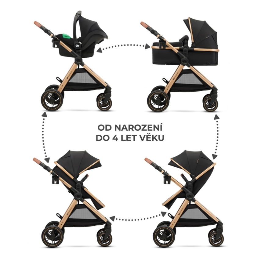 KINDERKRAFT - Πολυκαρότσι 3σε1 ESME Pure μαύρο + κάθισμα αυτοκινήτου MINK PRO