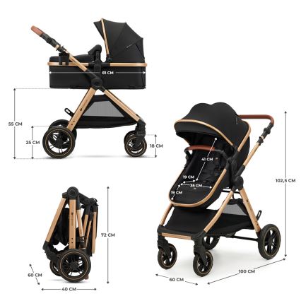 KINDERKRAFT - Πολυκαρότσι 3σε1 ESME Pure μαύρο + κάθισμα αυτοκινήτου MINK PRO