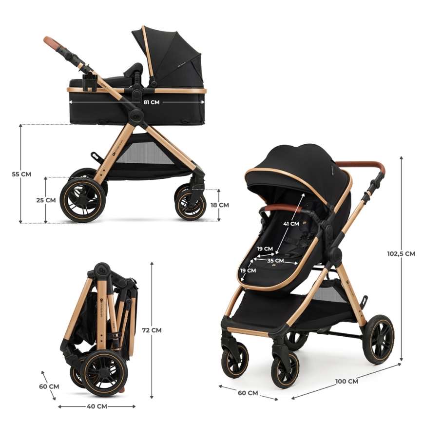 KINDERKRAFT - Πολυκαρότσι 3σε1 ESME Pure μαύρο + κάθισμα αυτοκινήτου MINK PRO