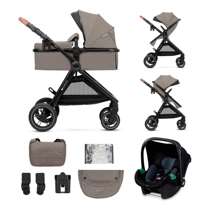 KINDERKRAFT - Πολυκαρότσι 3σε1 ESME Sand μπεζ + κάθισμα αυτοκινήτου MINK PRO
