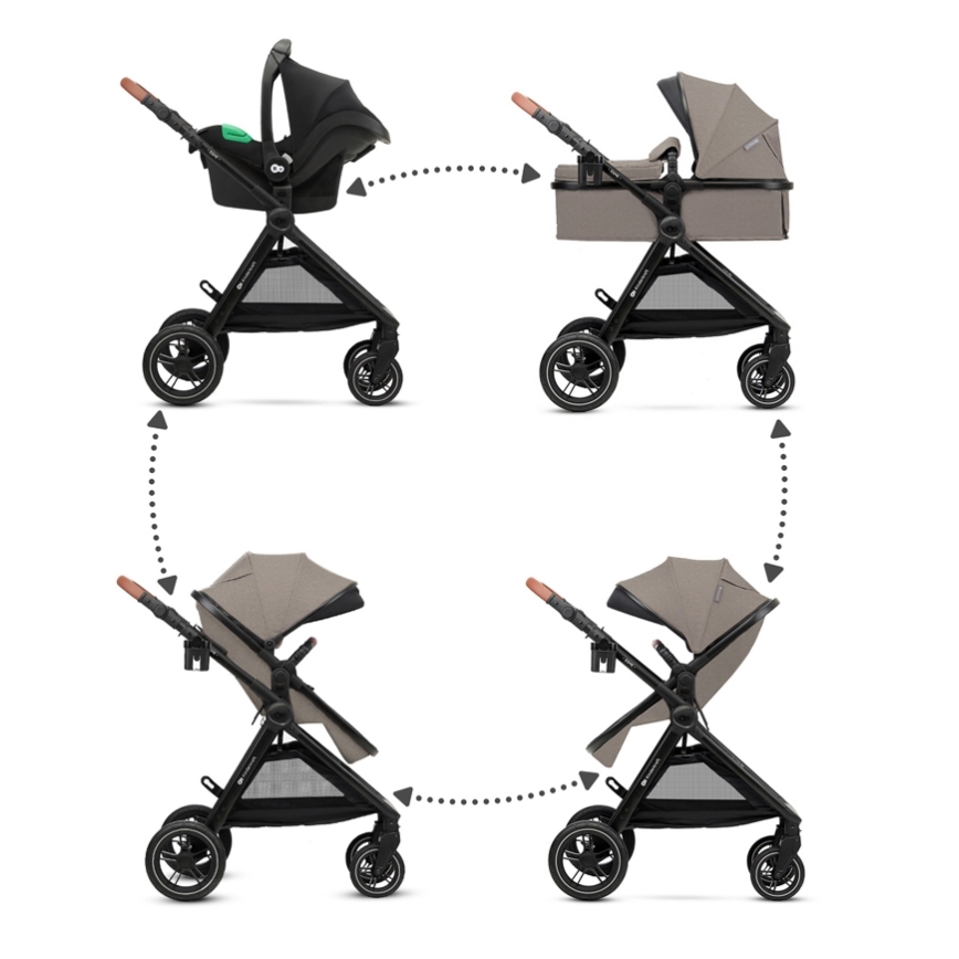 KINDERKRAFT - Πολυκαρότσι 3σε1 ESME Sand μπεζ + κάθισμα αυτοκινήτου MINK PRO