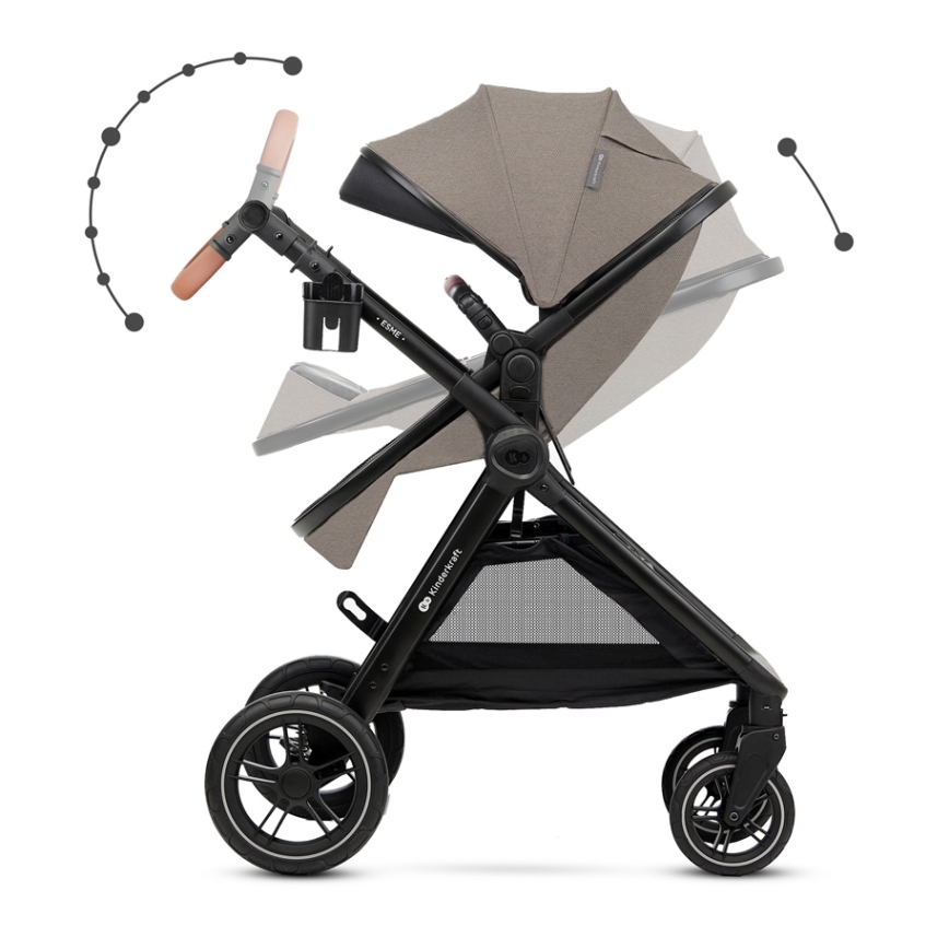 KINDERKRAFT - Πολυκαρότσι 3σε1 ESME Sand μπεζ + κάθισμα αυτοκινήτου MINK PRO