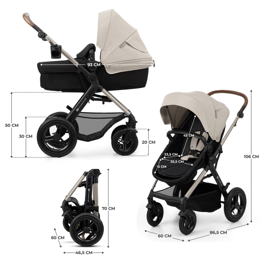 KINDERKRAFT - Πολυκαρότσι 3σε1 MOOV 2 AIR Moonlight γκρι + κάθισμα αυτοκινήτου MINK PRO