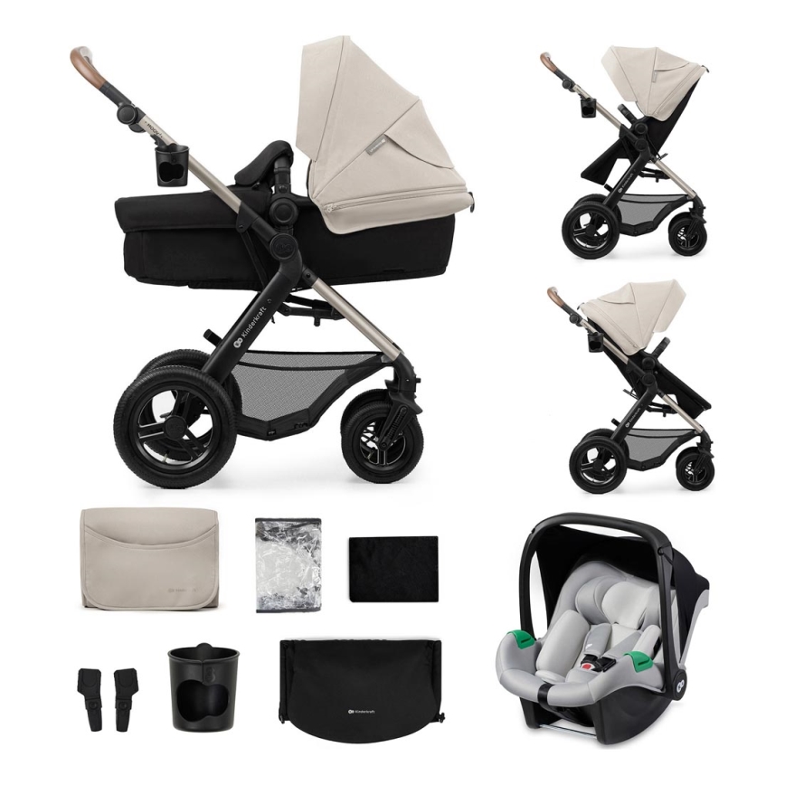 KINDERKRAFT - Πολυκαρότσι 3σε1 MOOV 2 AIR Moonlight γκρι + κάθισμα αυτοκινήτου MINK PRO