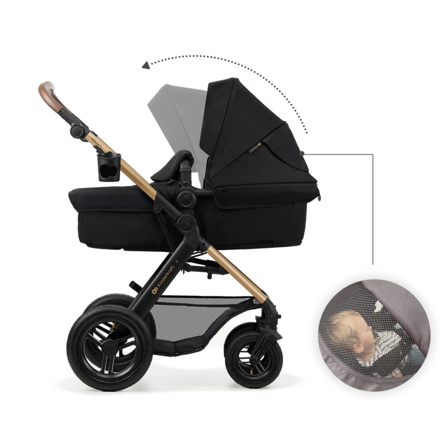 KINDERKRAFT - Πολυκαρότσι 3σε1 MOOV 2 AIR Pure μαύρο + κάθισμα αυτοκινήτου MINK PRO
