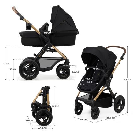 KINDERKRAFT - Πολυκαρότσι 3σε1 MOOV 2 AIR Pure μαύρο + κάθισμα αυτοκινήτου MINK PRO