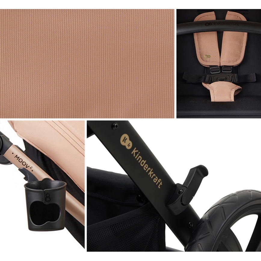KINDERKRAFT - Πολυκαρότσι 3σε1 MOOV 2 AIR Sand μπεζ + κάθισμα αυτοκινήτου MINK PRO