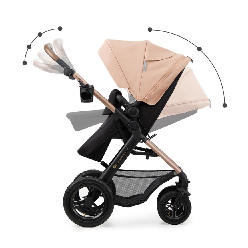 KINDERKRAFT - Πολυκαρότσι 3σε1 MOOV 2 AIR Sand μπεζ + κάθισμα αυτοκινήτου MINK PRO