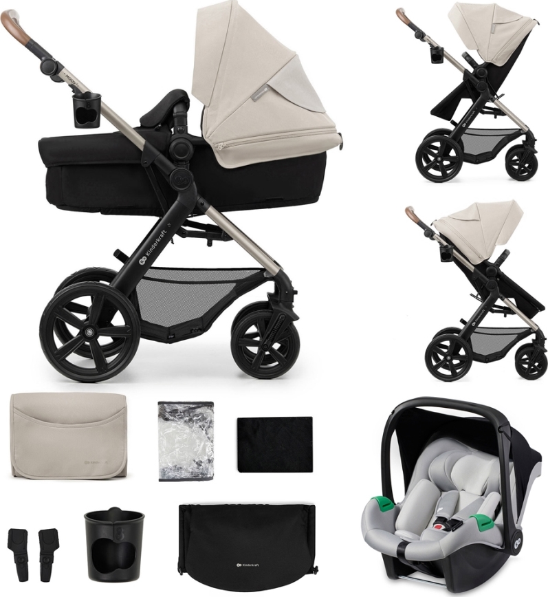 KINDERKRAFT - Πολυκαρότσι 3σε1 MOOV 2 Moonlight γκρι + κάθισμα αυτοκινήτου MINK PRO