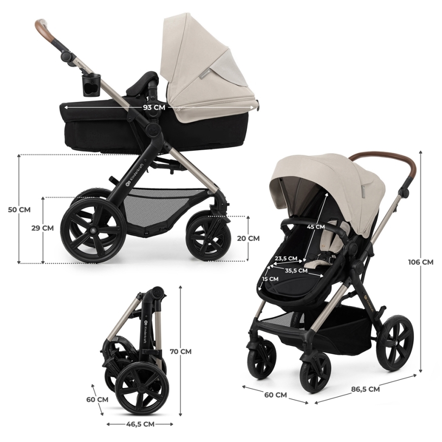 KINDERKRAFT - Πολυκαρότσι 3σε1 MOOV 2 Moonlight γκρι + κάθισμα αυτοκινήτου MINK PRO