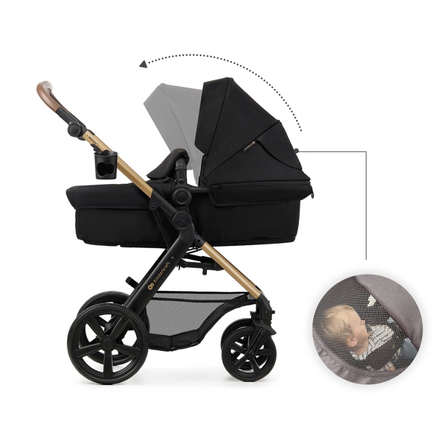 KINDERKRAFT - Πολυκαρότσι 3σε1 MOOV 2 Pure μαύρο + αυτοκίνητο seat MINK PRO