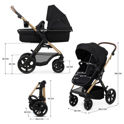 KINDERKRAFT - Πολυκαρότσι 3σε1 MOOV 2 Pure μαύρο + αυτοκίνητο seat MINK PRO