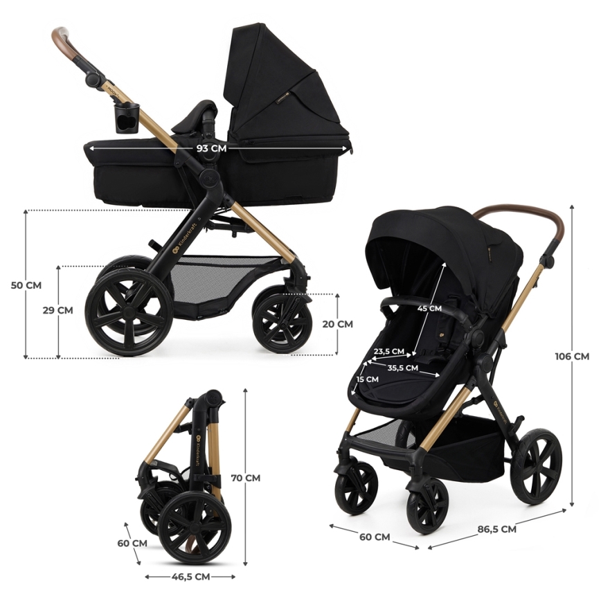 KINDERKRAFT - Πολυκαρότσι 3σε1 MOOV 2 Pure μαύρο + αυτοκίνητο seat MINK PRO