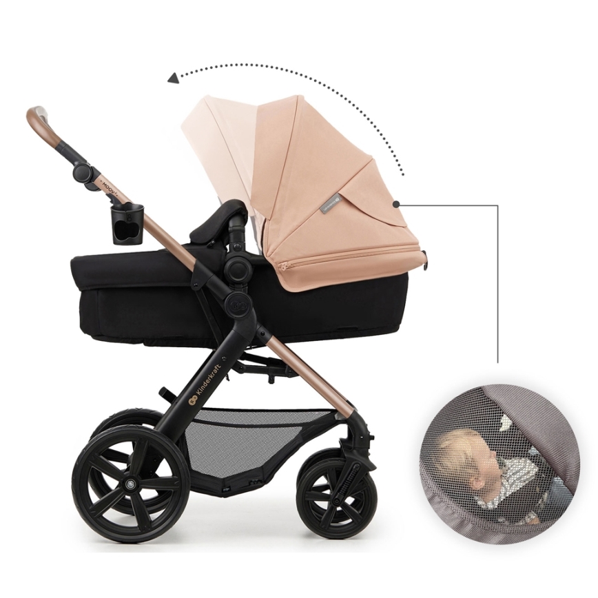 KINDERKRAFT - Πολυκαρότσι 3σε1 MOOV 2 Sand μπεζ + αυτοκίνητο seat MINK PRO