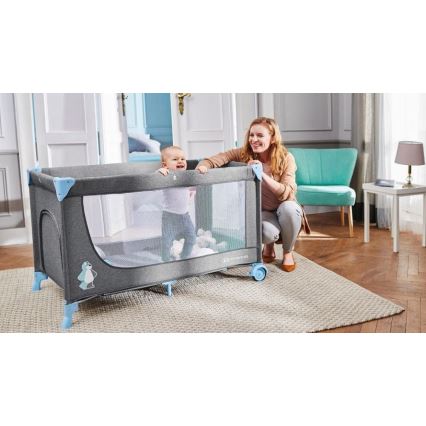 KINDERKRAFT - Πτυσσό κρεβατάκι ταξιδίου JOY σε γκρι-μπλε απόχρωση