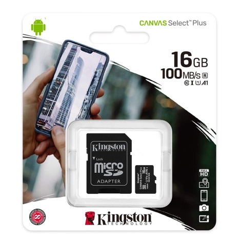 Kingston - MicroSDHC 16GB Canvas Select Plus U1 80MB/ s +  Αντάπτορας SD