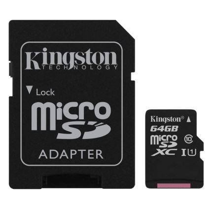 Kingston - MicroSDXC 64GB Canvas Select Plus U1 100MB/s + SD αντάπτορας