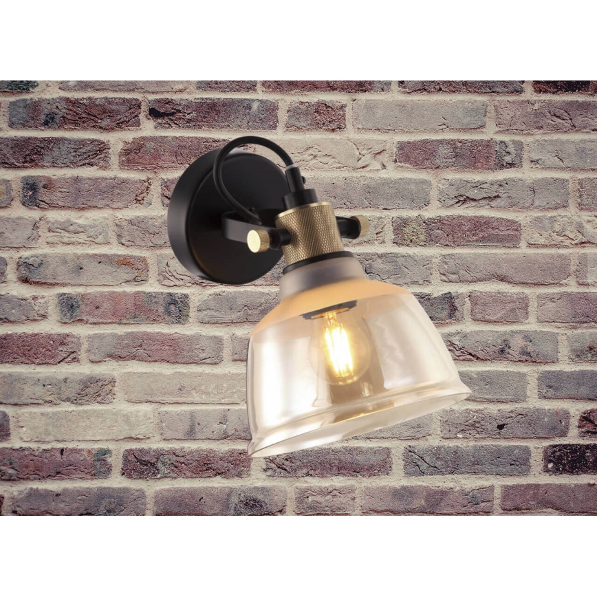 Φωτιστικό τοίχου ASGARD 1xE27/11W/230V μπεζ/μαύρο/χρυσαφί