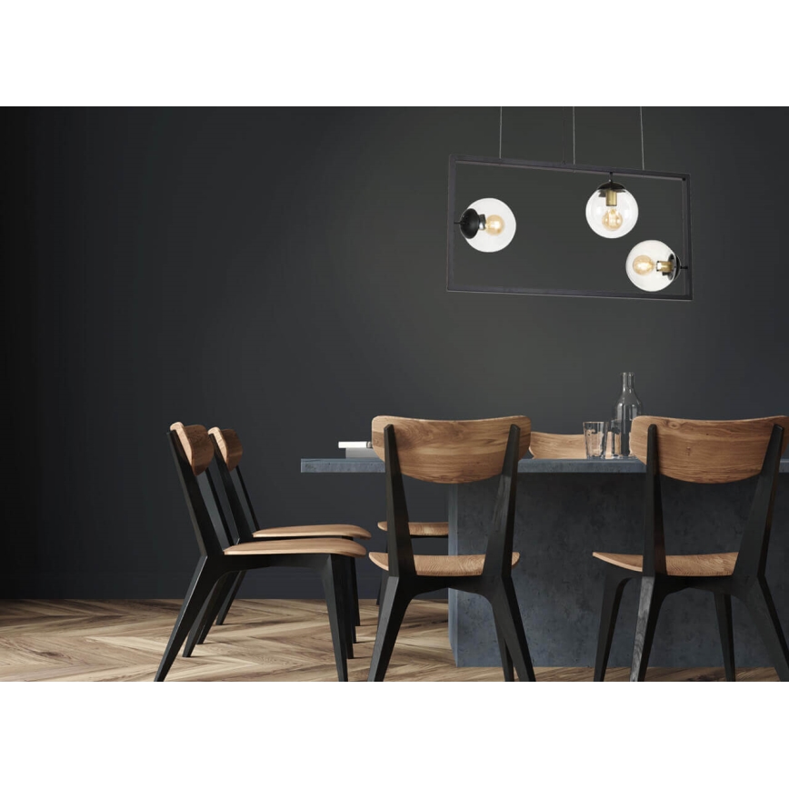 Κρεμαστό φωτιστικό οροφής ράγα REY 3xE27/7W/230V μαύρο