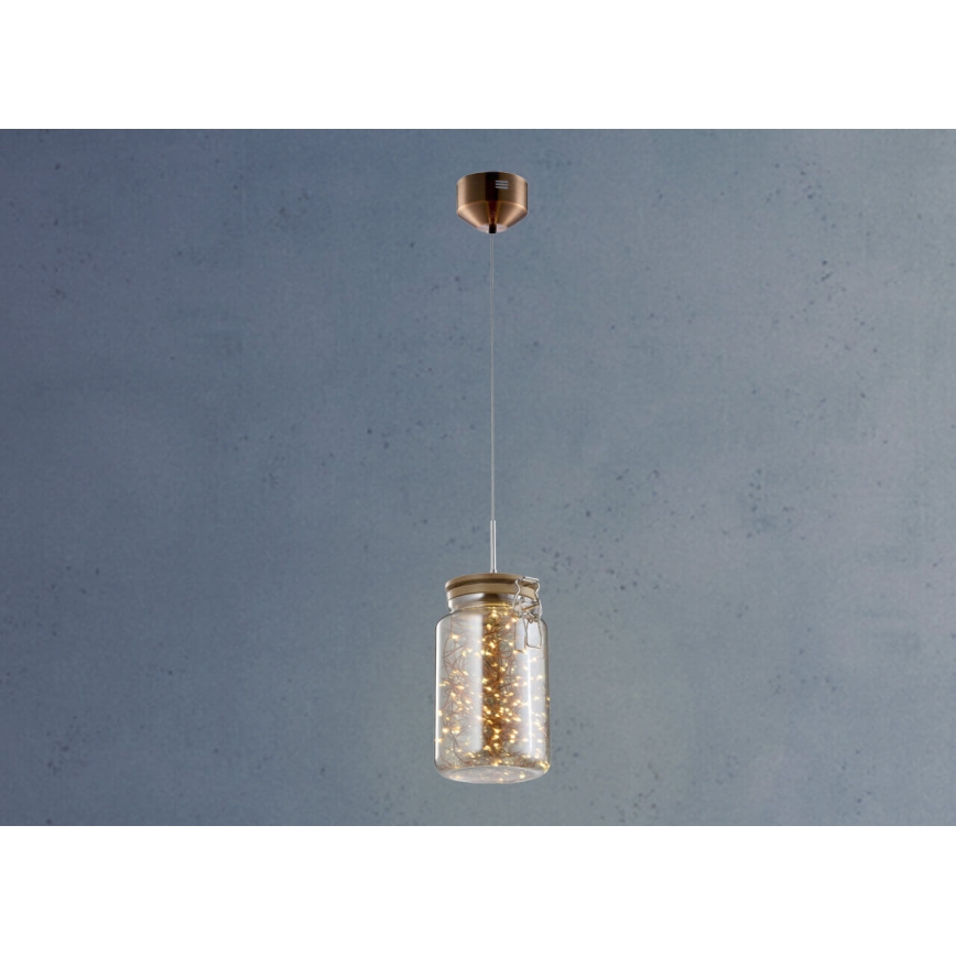 Κρεμαστό φωτιστικό οροφής LED JAR LED/5W/230V χάλκινο/ξύλο