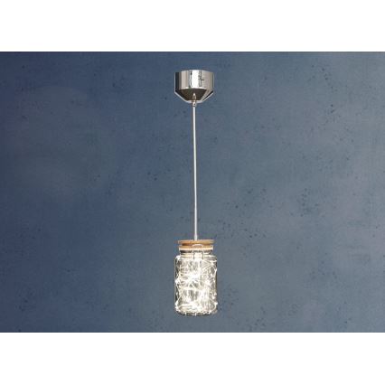 Κρεμαστό φωτιστικό οροφής LED SHOCK LED/5W/230V γυαλιστερό χρώμιο/ξύλο