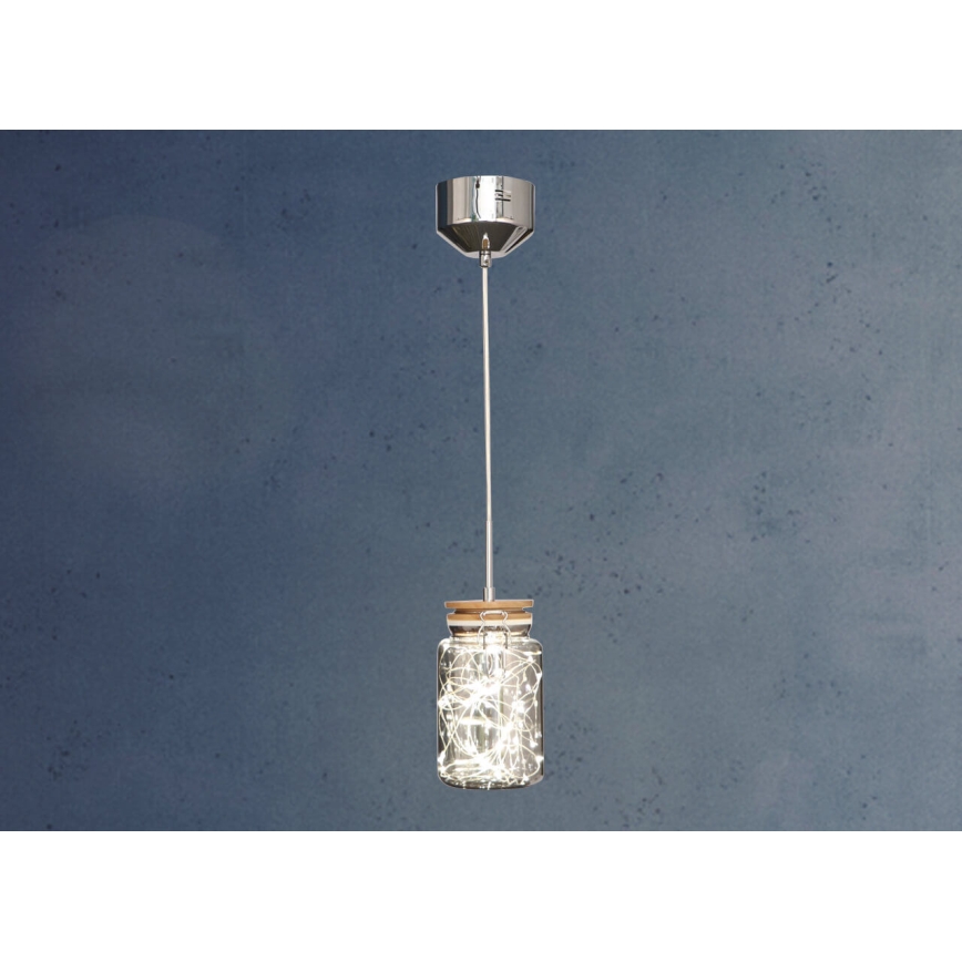 Κρεμαστό φωτιστικό οροφής LED SHOCK LED/5W/230V γυαλιστερό χρώμιο/ξύλο