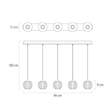 Kρεμαστό φωτιστικό οροφής LED ράγα ESMOND 5xLED/4,8W/230V γυαλιστερό χρώμιο