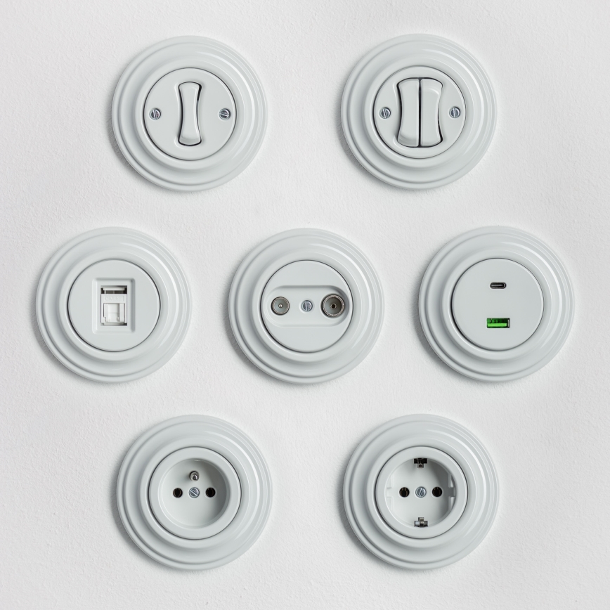 Kliklap - Ρετρό απλή κεραμική κορνίζα σε λευκό