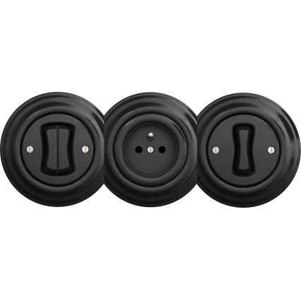 Kliklap - Ρετρό κουμπί χωρίς πλαίσιο, μαύρο