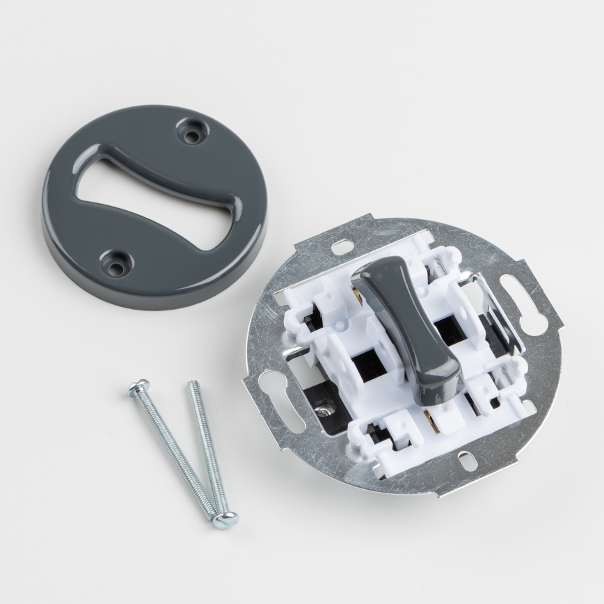 Kliklap - Ρετρό σταυρωτός διακόπτης με πλαίσιο αρ. 7, ανθρακί