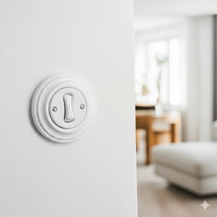 Kliklap - Ρετρό σταυροδιακόπτης με πλαίσιο αρ. 7 σε λευκό σαν χιόνι