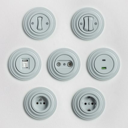 Kliklap - Ρετρό σταυροδιακόπτης με πλαίσιο αρ. 7, γκρι