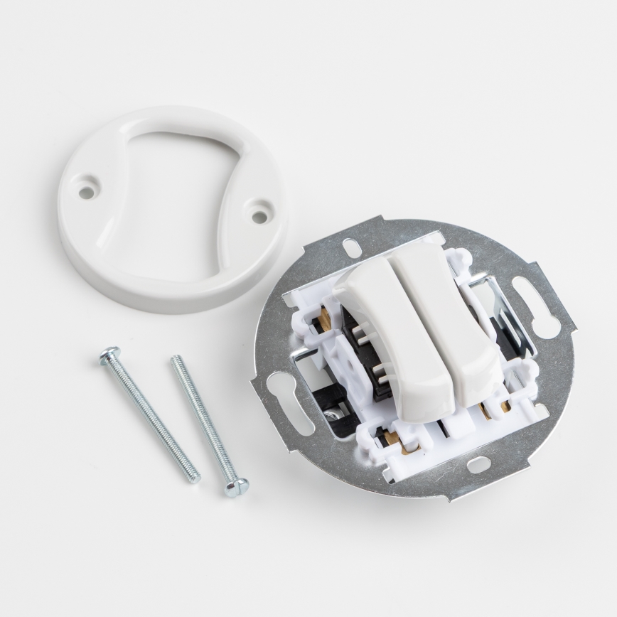 Kliklap - Ρετρό σειριακός διακόπτης με πλαίσιο αρ. 5, λευκό κεραμικό