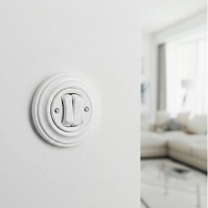 Kliklap - Ρετρό σειριακός διακόπτης με πλαίσιο αρ. 5, λευκό σαν χιόνι