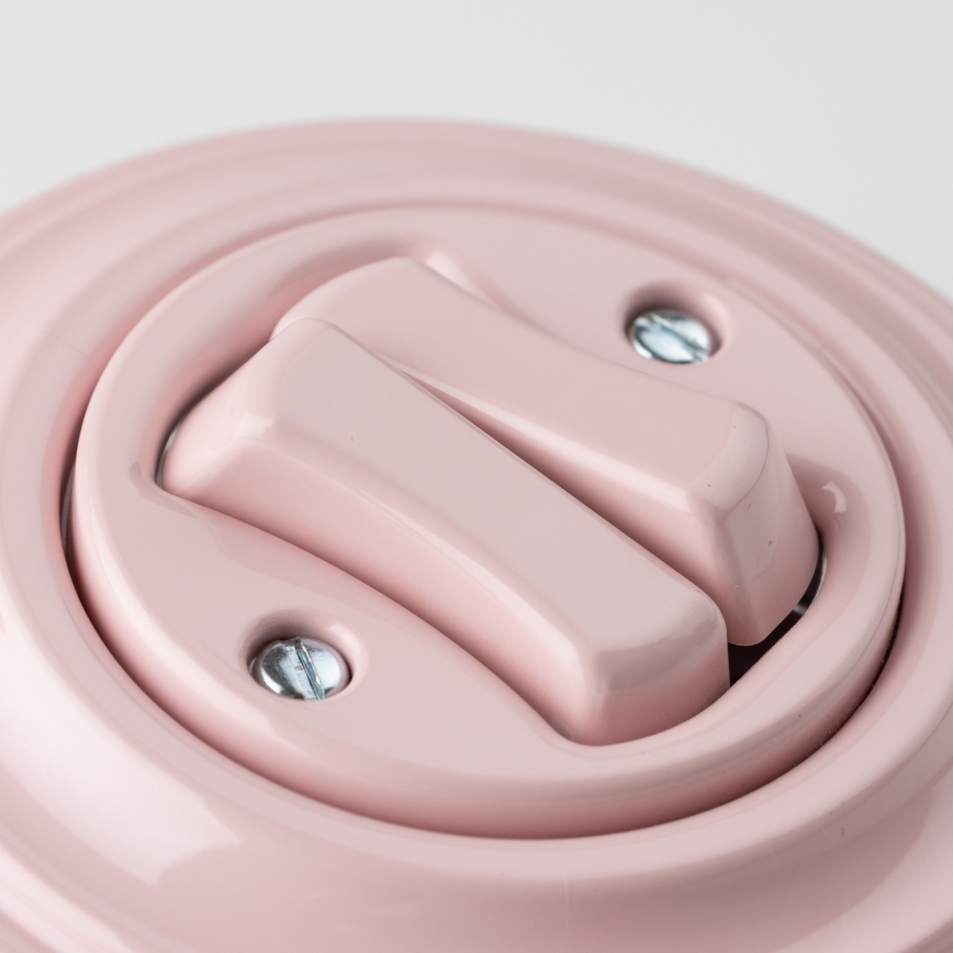 Kliklap - Ρετρό σειριακός διακόπτης με πλαίσιο αρ. 5 σε παλ ροζ