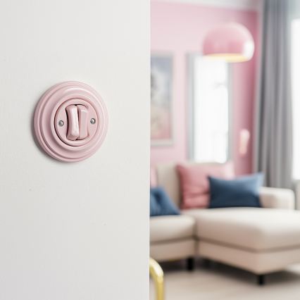 Kliklap - Ρετρό σειριακός διακόπτης με πλαίσιο αρ. 5 σε παλ ροζ