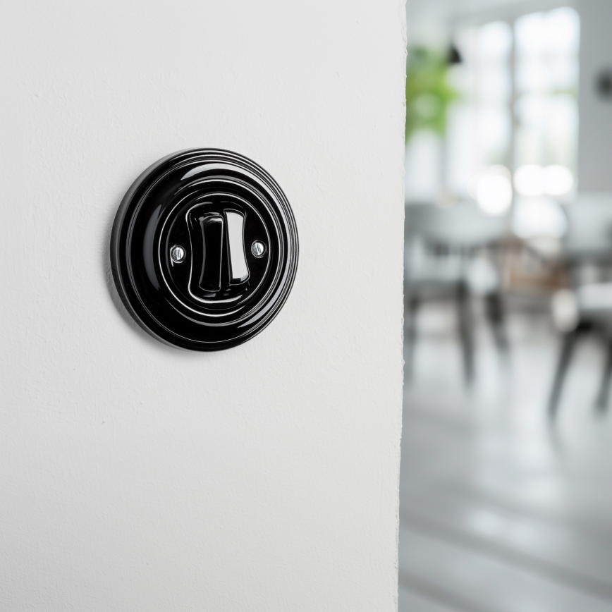 Kliklap - Ρετρό σειριακός διακόπτης με πλαίσιο αρ. 5 σε μαύρο