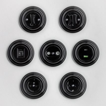 Kliklap - Ρετρό σειριακός διακόπτης με πλαίσιο αρ. 5 σε μαύρο