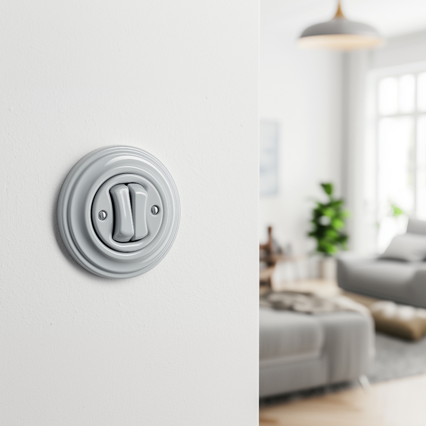 Kliklap - Ρετρό σειριακός διακόπτης με πλαίσιο αρ. 5 γκρι