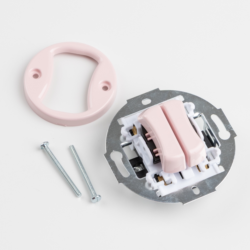 Kliklap - Ρετρό σειριακός διακόπτης χωρίς πλαίσιο, αρ. 5, σε παλ ροζ απόχρωση