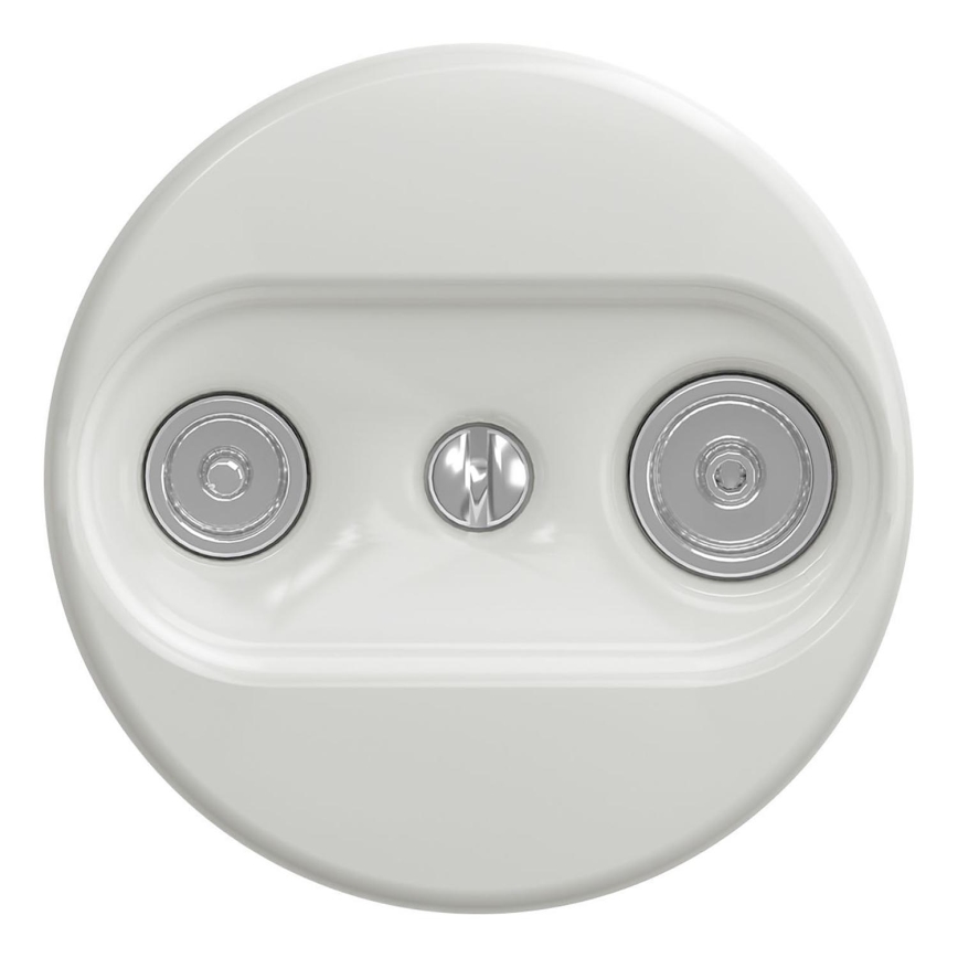 Kliklap - Ρετρό συμμετρική πρίζα TV+R (διάτρητη) χωρίς πλαίσιο λευκή