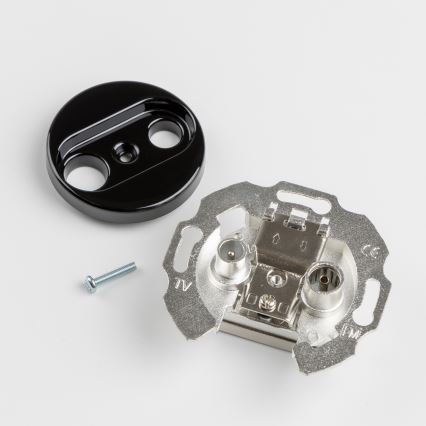 Kliklap - Ρετρό πρίζα συνδρομητή TV+R (τερματική) με πλαίσιο μαύρη