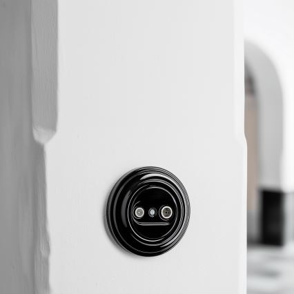 Kliklap - Ρετρό πρίζα συνδρομητή TV+R (τερματική) με πλαίσιο μαύρη