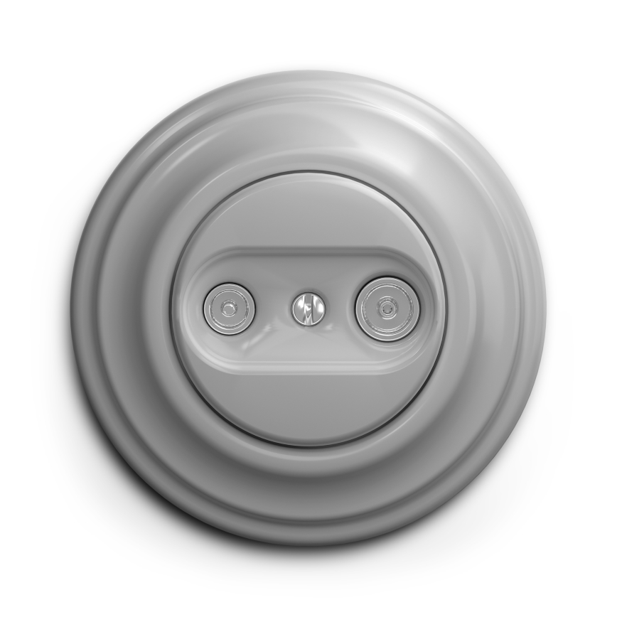 Kliklap - Ρετρό πρίζα TV+FM (με διέλευση) με γκρι πλαίσιο