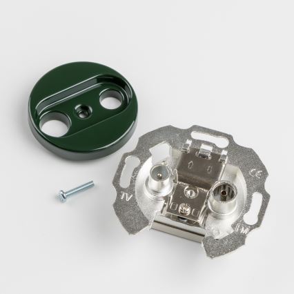 Kliklap - Ρετρό πρίζα TV+R (διερχόμενη) με πράσινο πλαίσιο